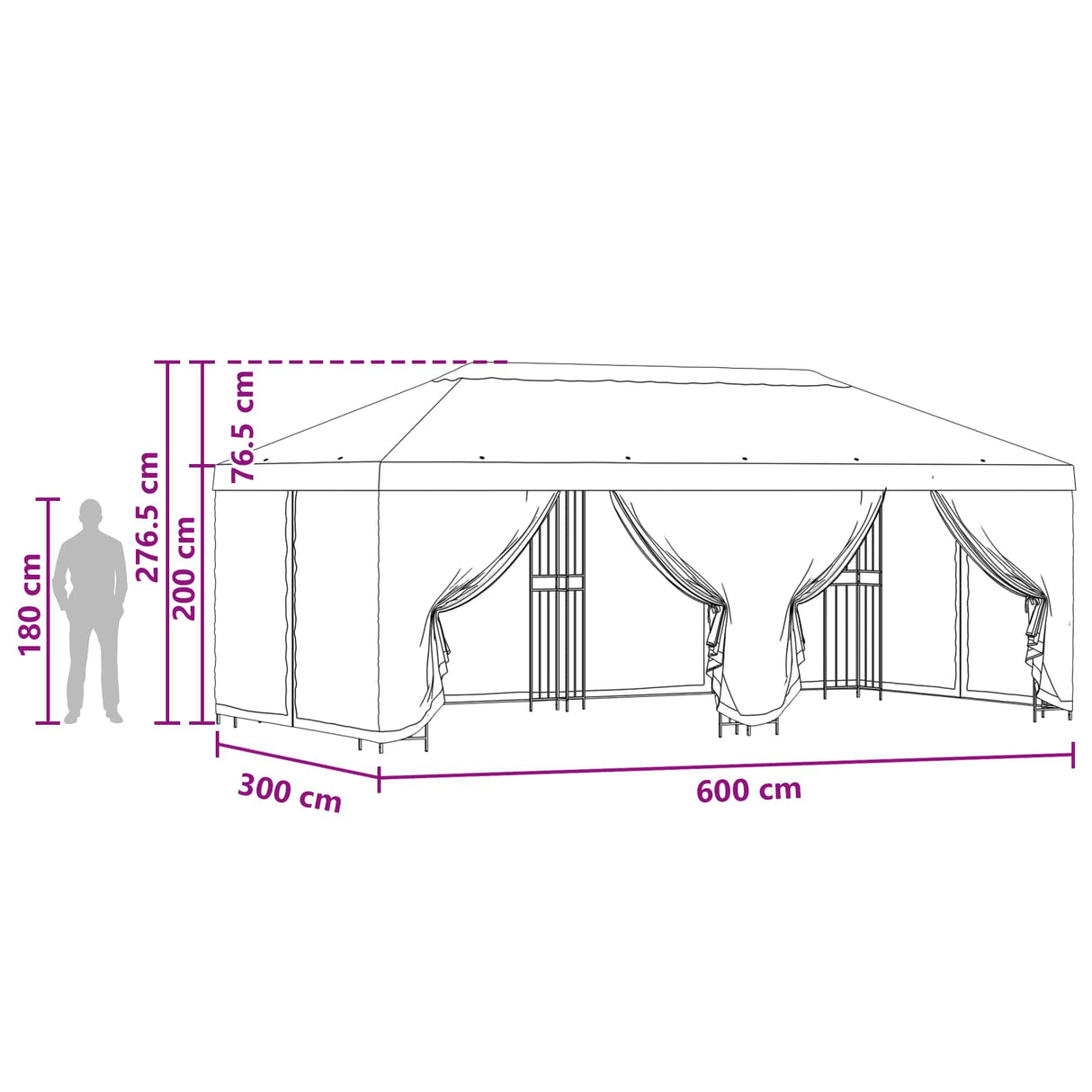 Gazebo with Sidewalls 6 x 3 m Anthracite Polyester and Steel