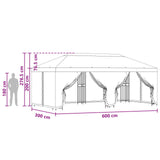 Gazebo with Sidewalls 6 x 3 m Anthracite Polyester and Steel - Rear View