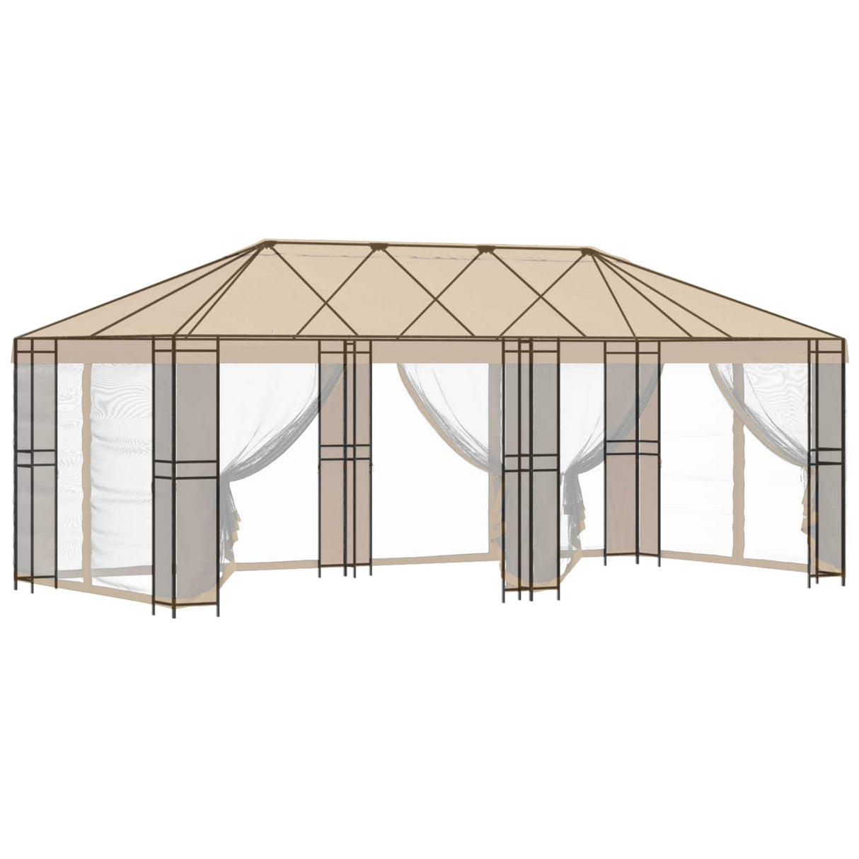 Gazebo Frame 6 x 3 m Black Steel