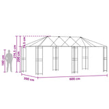 Gazebo Frame 6 x 3 m Black Steel - Close-Up Angle
