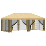 Gazebo with Sidewalls 6 x 3 m Cream Polyester and Steel 190 - Front View