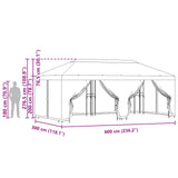 Gazebo with Sidewalls 6 x 3 m Cream Polyester and Steel 190