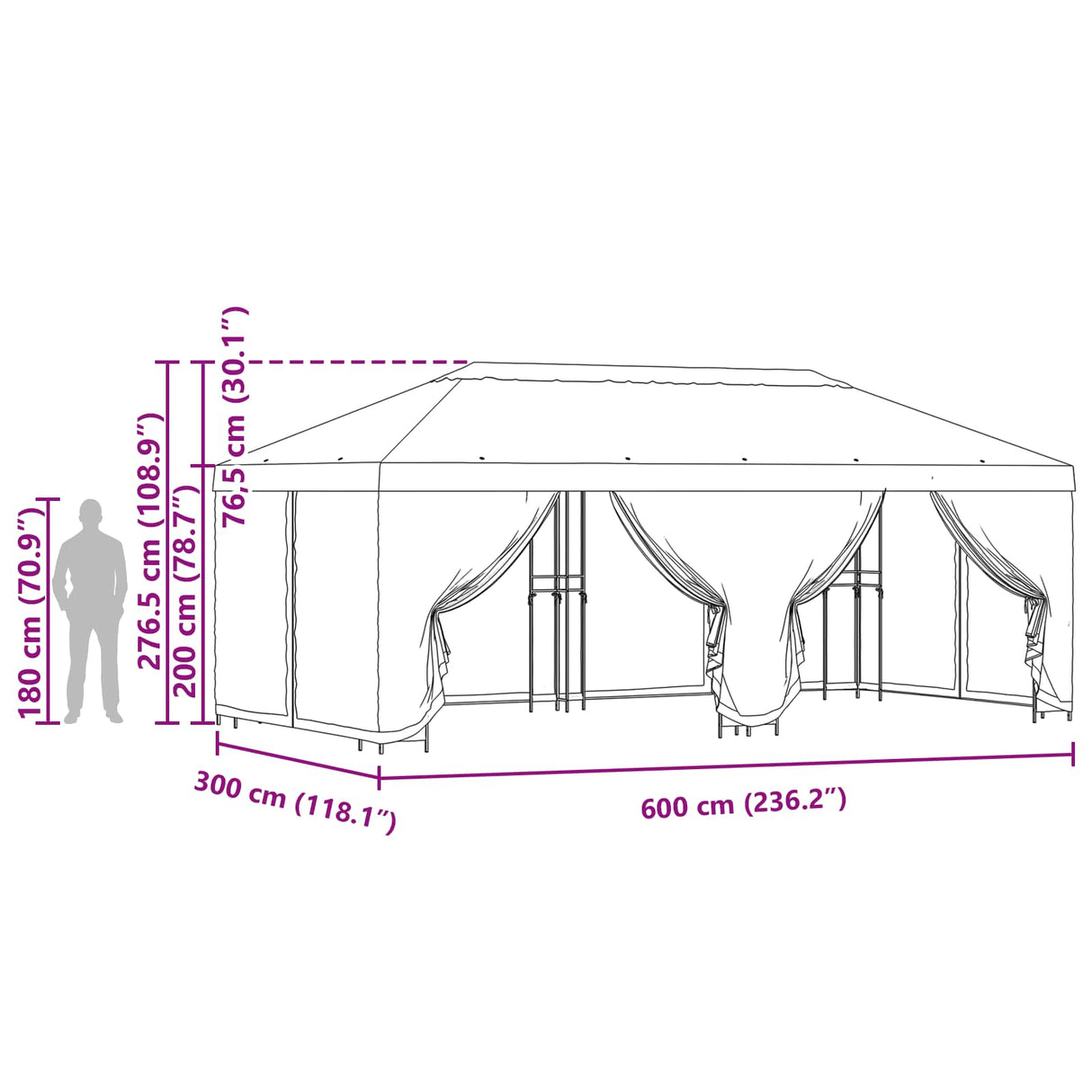 Gazebo with Sidewalls 6 x 3 m Anthracite Polyester and Steel