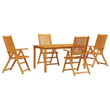 Garden Dining Set Folding 5 pcs Brown Solid acacia wood - Front View