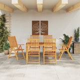 Garden Dining Set Folding 7 pcs Brown Solid acacia wood - Top-Down View