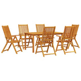 Garden Dining Set Folding 7 pcs Brown Solid acacia wood - Front View