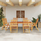 Garden Dining Set Folding 7 pcs Brown Solid acacia wood - Top-Down View