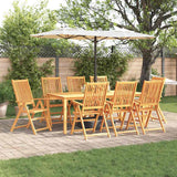 Garden Dining Set Folding 9 pcs Brown Solid acacia wood