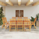 Garden Dining Set Folding 9 pcs Brown Solid acacia wood - Top-Down View