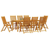 Garden Dining Set Folding 9 pcs Brown Solid acacia wood - Side View