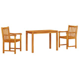 Garden Dining Set 3 pcs Brown Solid acacia wood - Front View
