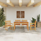Garden Dining Set 5 pcs Brown Solid acacia wood - Top-Down View