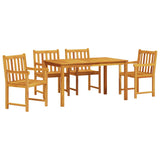 Garden Dining Set 5 pcs Brown Solid acacia wood - Front View