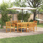 Garden Dining Set 7 pcs Brown Solid Acacia Wood