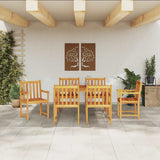 Garden Dining Set 7 pcs Brown Solid acacia wood - Top-Down View