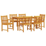 Garden Dining Set 7 pcs Brown Solid acacia wood - Front View