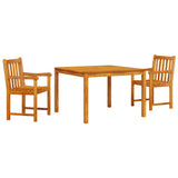 Garden Dining Set 3 pcs Brown Solid Acacia wood - Front View