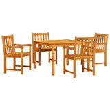 Garden Dining Set 5 pcs Brown Solid Acacia wood - Front View
