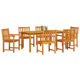Garden Dining Set 7 pcs Brown Solid acacia wood - Side View