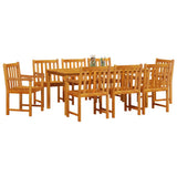 Garden Dining Set 9 pcs Brown Solid Acacia Wood - Side View