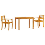 Garden Dining Set 3 pcs Brown Solid Acacia wood - Front View