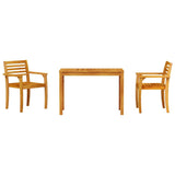 Garden Dining Set 3 pcs Brown Solid Acacia wood - Rear View