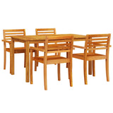 Garden Dining Set 5 pcs Brown Solid acacia wood - Front View