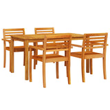 Garden Dining Set 5 pcs Brown Solid Acacia Wood - Front View