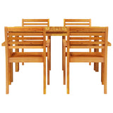 Garden Dining Set 5 pcs Brown Solid acacia wood - Close-Up Angle
