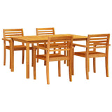Garden Dining Set 5 pcs Brown Solid Acacia Wood - Front View