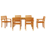 Garden Dining Set 7 pcs Brown Solid acacia wood - Close-Up Angle