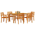 Garden Dining Set 7 pcs Brown Solid Acacia Wood