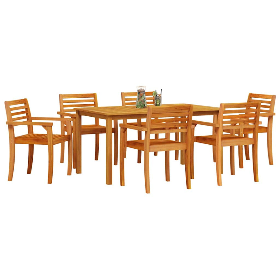 Garden Dining Set 7 pcs Brown Solid Acacia Wood