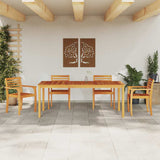 Garden Dining Set 7 pcs Brown Solid acacia wood - Top-Down View