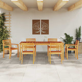 Garden Dining Set 7 pcs Brown Solid acacia wood - Top-Down View
