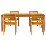 Garden Dining Set 7 pcs Brown Solid acacia wood - Close-Up Angle