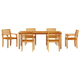 Garden Dining Set 9 pcs Brown Solid acacia wood - Close-Up Angle