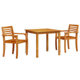 Garden Dining Set 3 pcs Brown Solid acacia wood - Front View