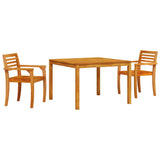 Garden Dining Set 3 pcs Brown Solid acacia wood - Front View