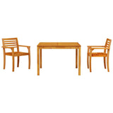 Garden Dining Set 3 pcs Brown Solid acacia wood - Top-Down View