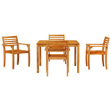 Garden Dining Set 5 pcs Brown Solid acacia wood - Close-Up Angle