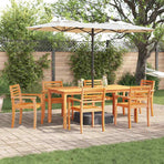 Garden Dining Set 7 pcs Brown Solid acacia wood