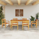 Garden Dining Set 7 pcs Brown Solid acacia wood - Top-Down View