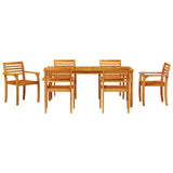Garden Dining Set 7 pcs Brown Solid acacia wood - Close-Up Angle