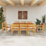 Garden Dining Set 9 pcs Brown Solid acacia wood - Top-Down View