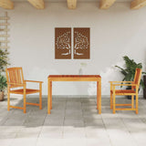 Garden Dining Set 3 pcs Brown Solid Acacia Wood - Top-Down View