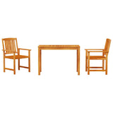 Garden Dining Set 3 pcs Brown Solid Acacia Wood - Close-Up Angle