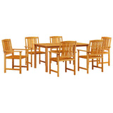 Garden Dining Set 5 pcs Brown Solid acacia wood - Front View