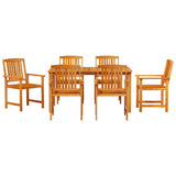 Garden Dining Set 7 pcs Brown Solid acacia wood - Close-Up Angle
