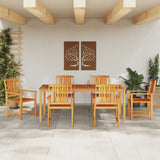 Garden Dining Set 7 pcs Brown Solid Acacia Wood - Top-Down View
